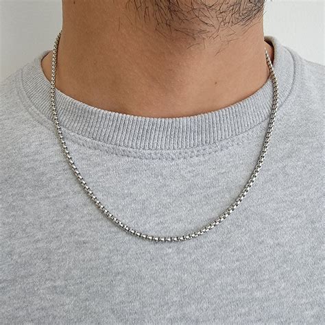 3mm stainless steel box chain|stainless steel necklace chain only.